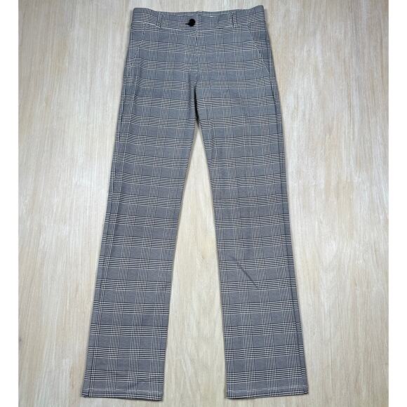 Betabrand Black Glen Plaid Stretch Straight Leg Pull On Dress Pants Small PETITE - Picture 1 of 12